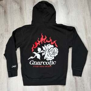 Mens Gnarcotic Everything Burns Burning Rose Pullover Hoodie Punk Grunge